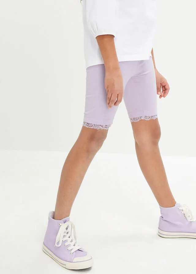 PANTALóN CICLISTA PARA NIñAS CON ENCAJE (2 UNIDADES) CON ALGODóN ORGáNICO BLANCOLILA PASTEL
